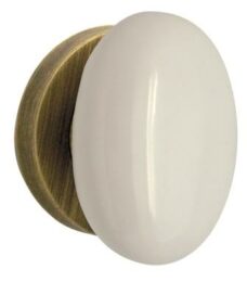 Juego de Pomos Polo Bronce Ingles Porcelana Blanca